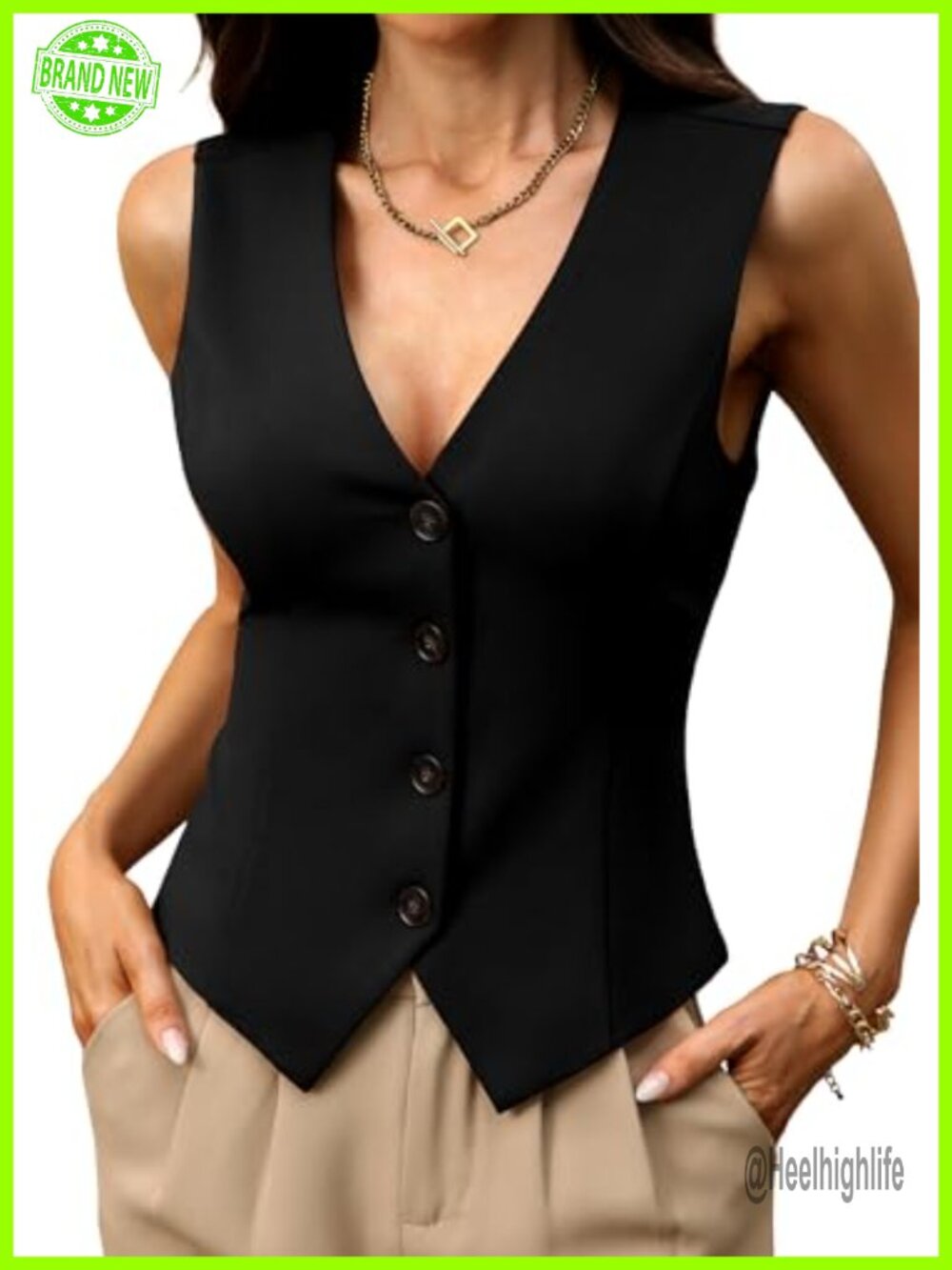 Women's Stretchy Knit Vest Top Sleeveless V-Neck Business Casual